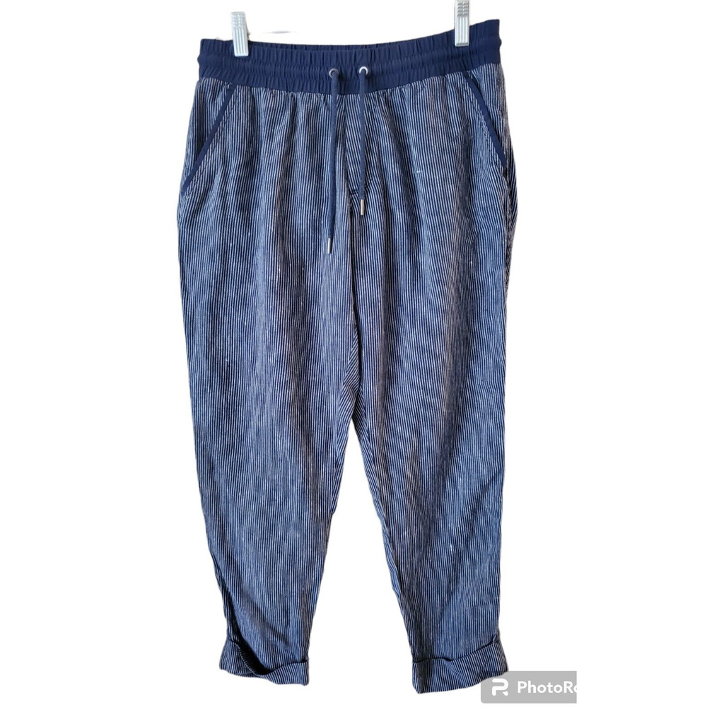 Athleta Blue Striped Ankle Pants